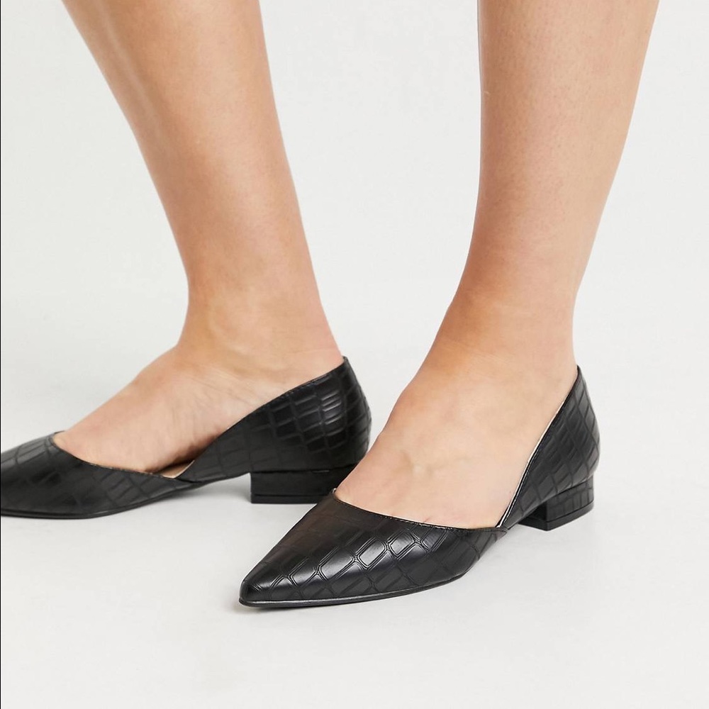 RAID Harvey two part flat shoes in black croc 8